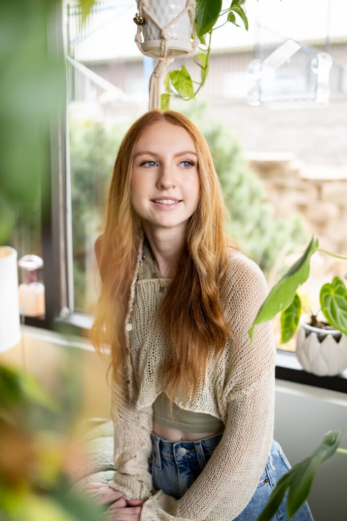 lifestyle portrait with greenery during brand photography