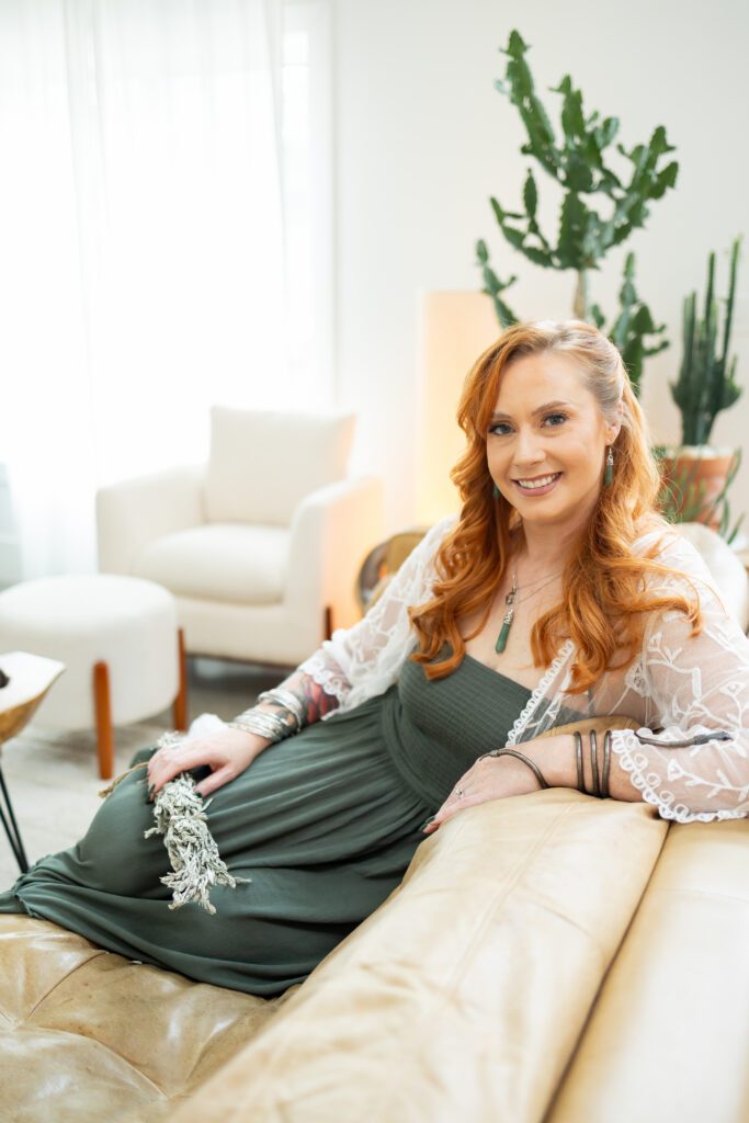 relaxed portrait on couch during brand photography session